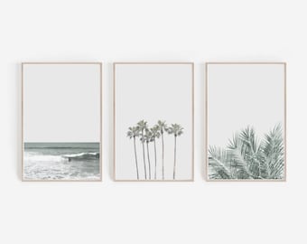 Set d’impressions,Surf Print,Palm Print,Leaf Print,Set of Prints,Digital Prints,Printable Wall Art,Beach Print,Beach Wall Art,Palm Tree Print