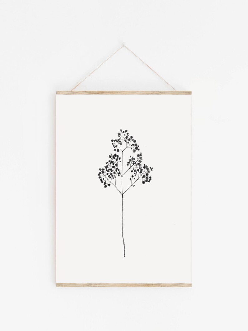 Digital DIY Print,Branch Print,Branch Drawing,Farmhouse Print,Farmhouse Wall Art,Art Print,Baby breath Print,Botanical Print,Farmhouse Art