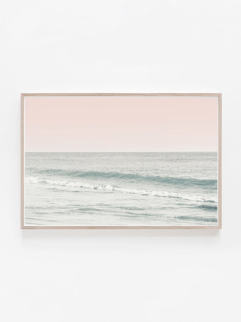 Horizontal print horizontal wall art beach print beach wall art pastel print pink wall art beach photographylarge wall artart print