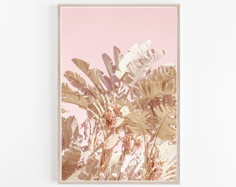 Palm Print, DIY PRINT, Pink Print, Pink Wall Art, Tropical Print, Palm Leaf Print, Wall Art Prints, Wall Decor, Digital Prints, DIY Wall Art