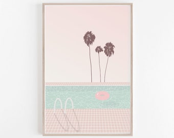 Palm Springs Print,Pastel Wall Art,Pink Wall Art,California Print,California Wall Art,Pink,Wall Art,Pastel,Print,Wall Art Print,Illustration