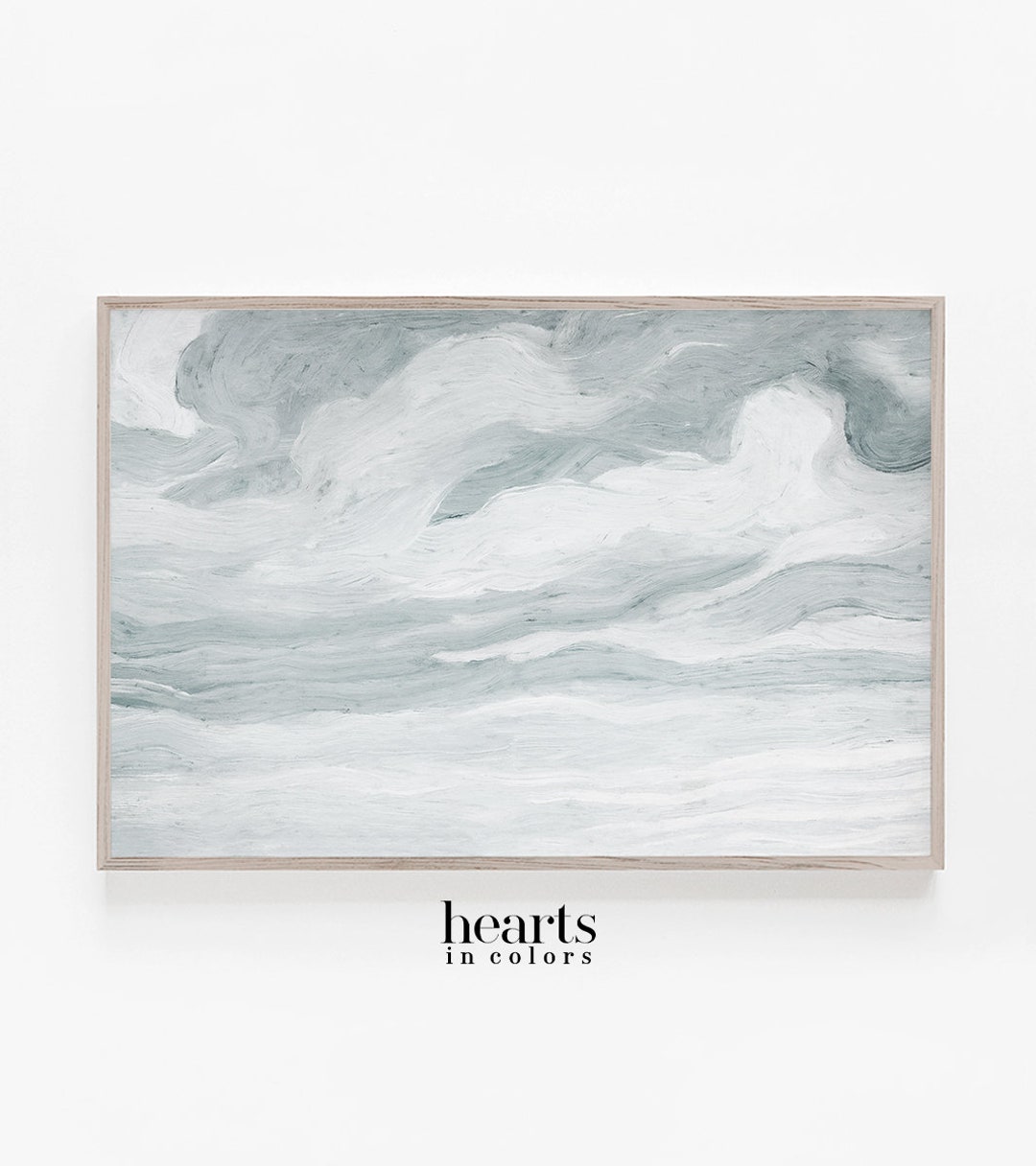 Wavy Clouds, Painting, Wall Art, Clouds, Living Room Decor, Digital