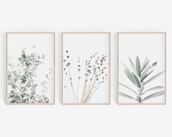 Prints Set,Wall Art Set,Lavender Print,Eucalyptus Print,Set of 3 Prints,Botanical Prints,Botanical Art,Wall Decor,Lavender,Farmhouse Decor