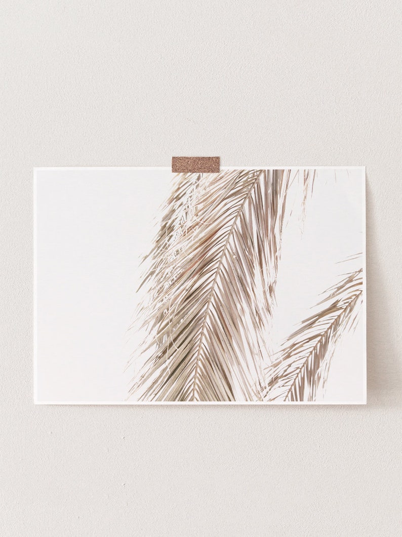 Horizontal Print, Horizontal Wall Art, Palm Leaf Print, Tropical Print, Palm Leaves, Tropical Decor, Pale Yellow Wall Art,Palm Leaf,Tropical image 3