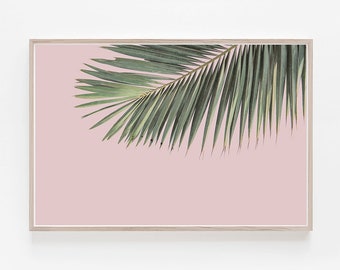 Palm Leaf Print, DIGITAL Art, Tropical Print, Print, Tropical Decor, Pink Print, Wall Print, Palm Print, Leaf Print, Pink Wall Art, Prints