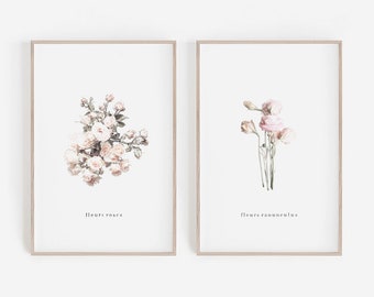 Floral Prints,Set of 2 Prints,Set of 2 Wall Art,Pair of 2 Prints,Set of Prints,Prints Wall Art,Digital Download,Printable Wall Art,Instant