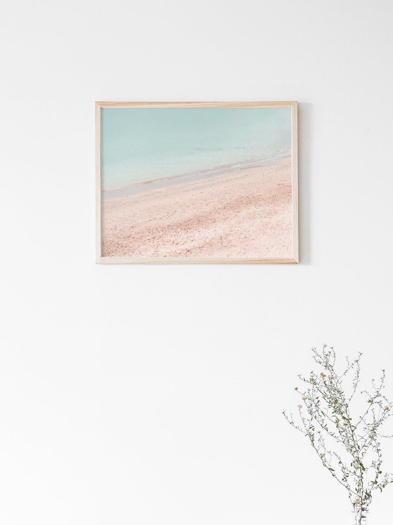 Ocean Art, Beach Print, Wall Art, Beach Art, Prints, Coastal Decor, Ocean Print, Art Prints, Pink Wall Art, Pastel Wall Art, Large Wall Art image 2