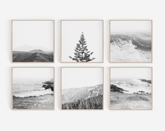 Nature Prints, Set of 6 Prints, Digital Prints, Black and White Prints, Nordic, Living Room, Wall Art, Prints, Black and White, Home Decor