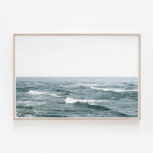 Arte de pared horizontal, Playa, Póster, Impresión del océano, Impresión de agua, Arte de pared azul, Impresión de arte oceánico, Impresión de playa, Impresión de olas, Arte de pared del océano, Arte de pared grande