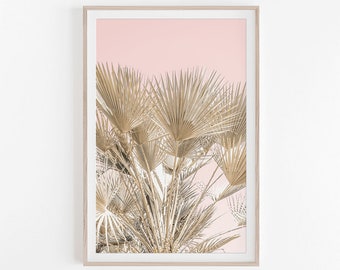 Palm Leaf Print, Wall Print, DIY PRINT, Art Print, Pink Wall Art, Tropical Print, Wall Decor, Prints, Large Wall Art, Room Decor, Palm Print