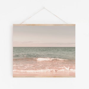 DIY WALL ART, Horizontal Print, Beach Print, Beach Wall Art, Horizontal Wall Art, Wave Print, Ocean Print, Pink Wall Art, Beach Photography image 3