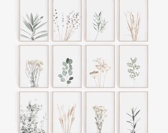 FARMHOUSE, Set of 12, Digital Prints, Botanical Prints, Botanical Wall Art, Gallery Wall Set, Wall Decor, Rustic, Prints, Art, Set of Prints