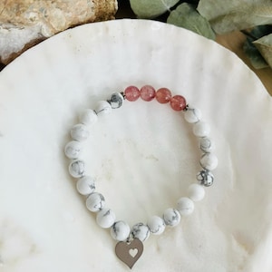 Heart Serenity-Howlite-Strawberry Quartz -