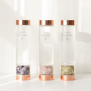 Vibressence rosegold bottle - Crystal bottle - Elixir - Reusable water bottle - Eco-friendly - Lithotherapy