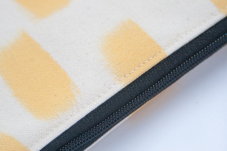 Canvas zipper pouch pencil case lemon, yellow, pastel, handpainted, modern, abstract, minimal, scandinavian, sturdy, original, 100% cotton image 6