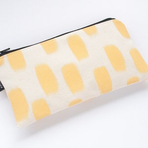 Canvas zipper pouch pencil case lemon, yellow, pastel, handpainted, modern, abstract, minimal, scandinavian, sturdy, original, 100% cotton image 3
