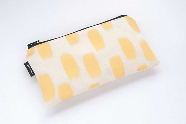 Canvas zipper pouch pencil case lemon, yellow, pastel, handpainted, modern, abstract, minimal, scandinavian, sturdy, original, 100% cotton image 3