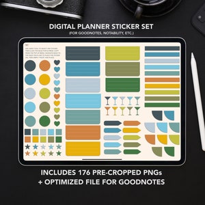 Colorful Goodnotes Stickers, Digital Planner Sticky Notes, Digital Sticker PNGs for iPad Planner, Goodnotes Notability Template Sticker Kit
