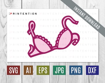 Bra Stencil SVG Cut File - Original Digital Illustration Vector - Instant Download - Circuit Silhouette