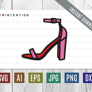 Hoge hak shoe SVG Cut File - Originele Digitale Fashion Illustratie Vector - Instant Download - Circuit