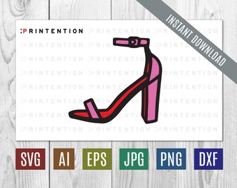 Zapato de tacón alto SVG Cortar archivo - Vector de ilustración de moda digital original - Descarga instantánea - Circuito