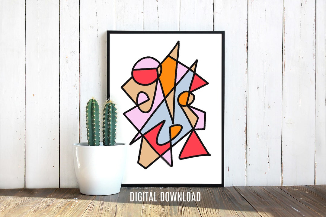 Geometric Art Print - Mid Century Modern Wall Decor - Instant Digital ...
