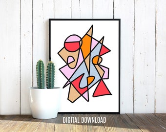Geometric Art Print - Mid Century Modern Wall Decor - Instant Digital Download