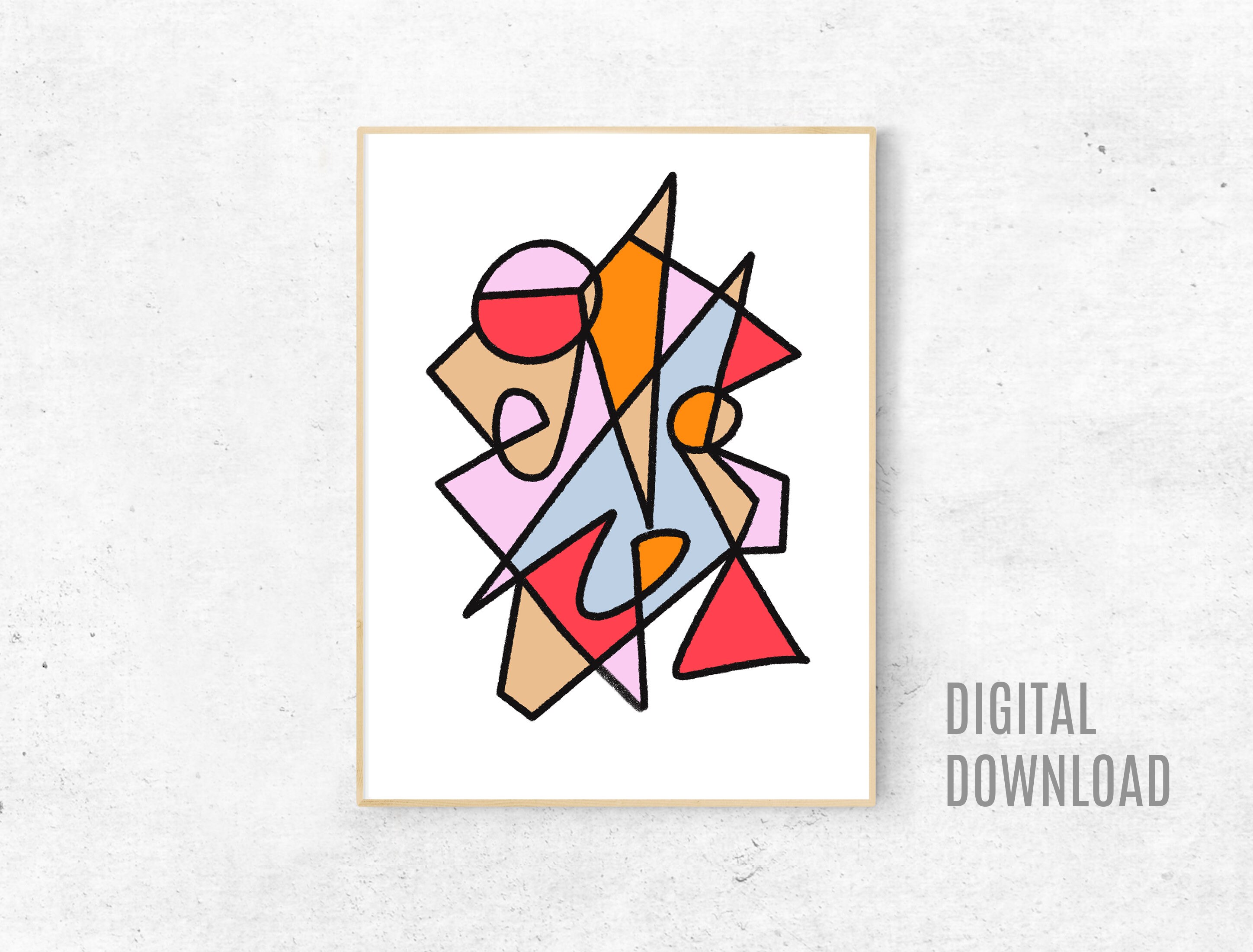 Geometric Art Print - Mid Century Modern Wall Decor - Instant Digital ...