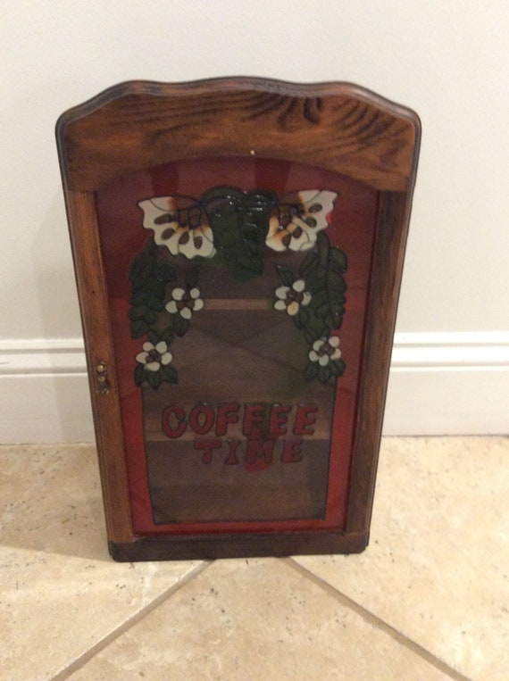 Vintage Stained Glass Spice Curio Cabinet Wall Mount Etsy