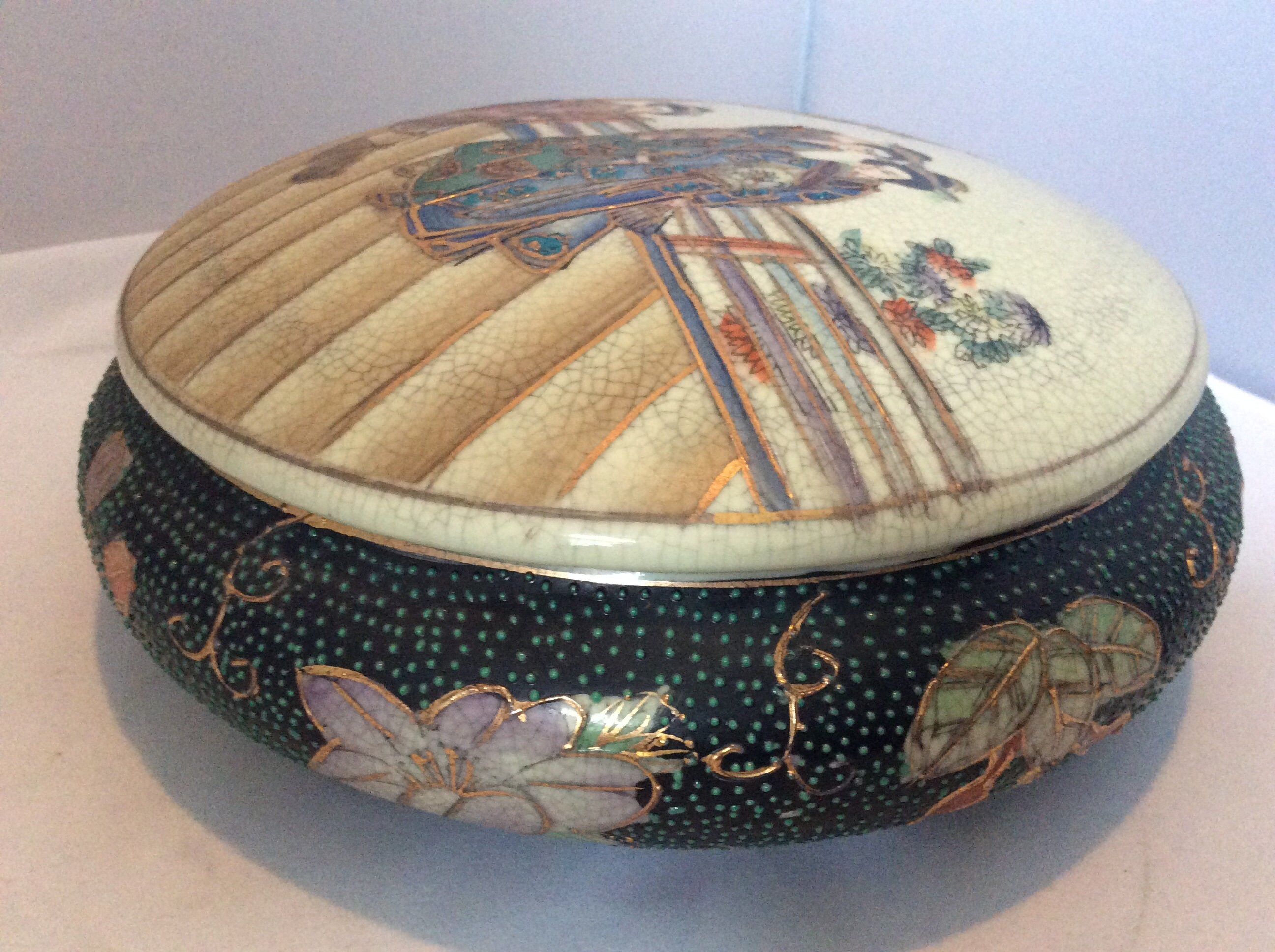 Vintage Royal Satsuma Bowl with Lid Hand Painted Geisha Motif Etsy