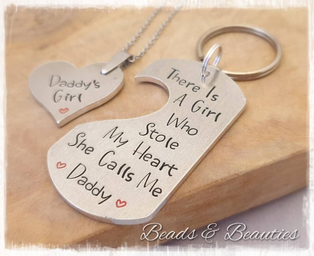 Daddy Daughter Set, There Is A Girl Who Stole My Heart, Keyring and  Necklace Set, Fathers Day, Dad, Gift, Daddy's Girl