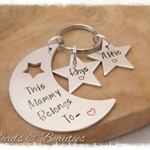 Personalised 'This Mummy Belongs To' Star Keyring – Engraved MDF, Mother's Day Gift