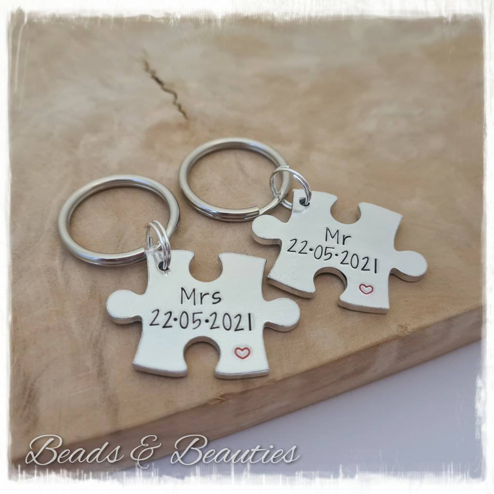 Handstamped Mr & Mrs Keyrings Mr and Mr Keyrings Mrs and Etsy UK