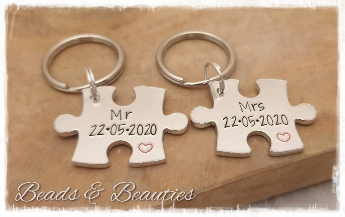 Handstamped Mr & Mrs Keyrings, Mr and Mr Keyrings, Mrs and Mrs, Wedding ...