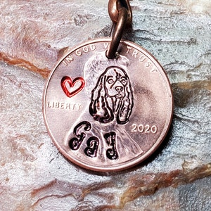 COCKER Spaniel with heart / Cocker Spaniel Gift / Penny PERSONALIZED Hand-stamped Penny Key Ring Your Choice of Date 1959 through 2025