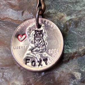 FOX / Fox Gift / Fox memorial / PERSONALIZED Penny Key chain Keyring DATES available 1959 through 2025