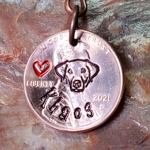 German Shorthaired Pointer /GSP Gift / PERSONALIZED Your Dog's name Penny Hand-stamped Key Ring Your Choice of Date  1959 through 2025