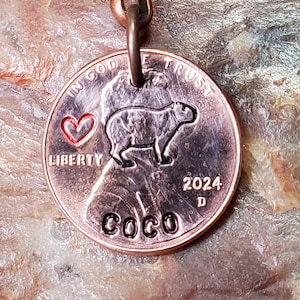CAPYBARA with heart, Capybara Gift, PERSONALIZED Penny Key chain Keyring  Dates available 1959 through 2025
