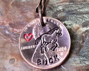 HORSE / Horses running with heart / Horse Gift / Pony Gift / Pony / PERSONALIZED Penny Key chain Keyring  DATES available 1959 through 2025
