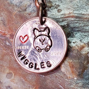 CORGI with heart / Several styles / Corgi Butt /  Corgi Gift /  Personalized  Hand-stamped Penny Key chain Key Ring Dates 1959 through 2024