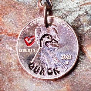 DUCK / GOOSE / with heart / Duck Gift / Goose Gift / Goose / Hand-stamped PERSONALIZED  Penny Key Ring Date 1959 through 2025 Style 1