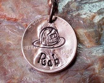 FIREFIGHTER / Fireman / Fireman Gift / First Responder / Personalized Penny KEY CHAIN Choice of Dates 1959 through 2025