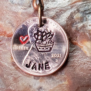 SUCCULENT/ CACTUS / With Heart / Succulent gift / Cactus gift / PERSONALIZED Penny key ring / key chain Choice of Dates 1959 through 2025