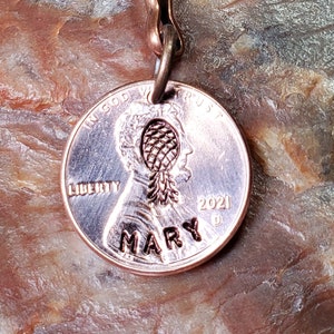 Upside Down PINEAPPLE / Swingers gift / Lifestyle gift / PERSONALIZED Penny key ring / key chain Choice of Dates 1959 through 2025