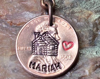 CABIN / Cabin Keychain / New Cabin gift / PERSONALIZED Penny key ring / key chain Choice of Dates 1959 through 2025