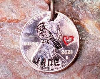 CARDINAL / Cardinal Gift  / Bird Gift / PERSONALIZED key ring Choice of Dates 1959 through 2025