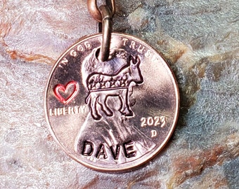 DEMOCRAT Donkey Lucky Keychain, Political gift,  Personalized Penny key ring / key chain Choice of Dates 1959 through 2025