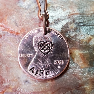 CELTIC Heart Knot / Celtic gift / Irish gift / Irish PERSONALIZED Penny KEYCHAIN key ring Choice of Dates 1959 through 2025