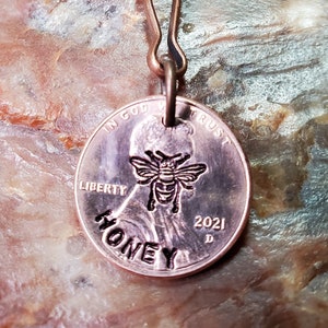 BEE - Honey Bee / Honey Bee Gift /  Penny PERSONALIZED key ring / Style 1 /  Choice of Dates 1959 through 2025