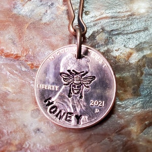 BEE - Honey Bee / Honey Bee Gift /  Penny PERSONALIZED key ring / Style 1 /  Choice of Dates 1959 through 2024